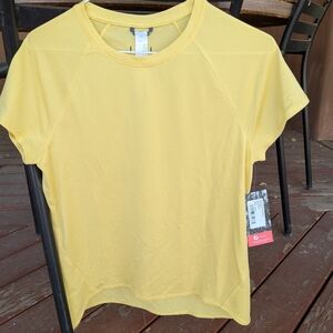 Women's Lightweight Yellow Oiselle Flyout Short Sleeve Top Saffron 8